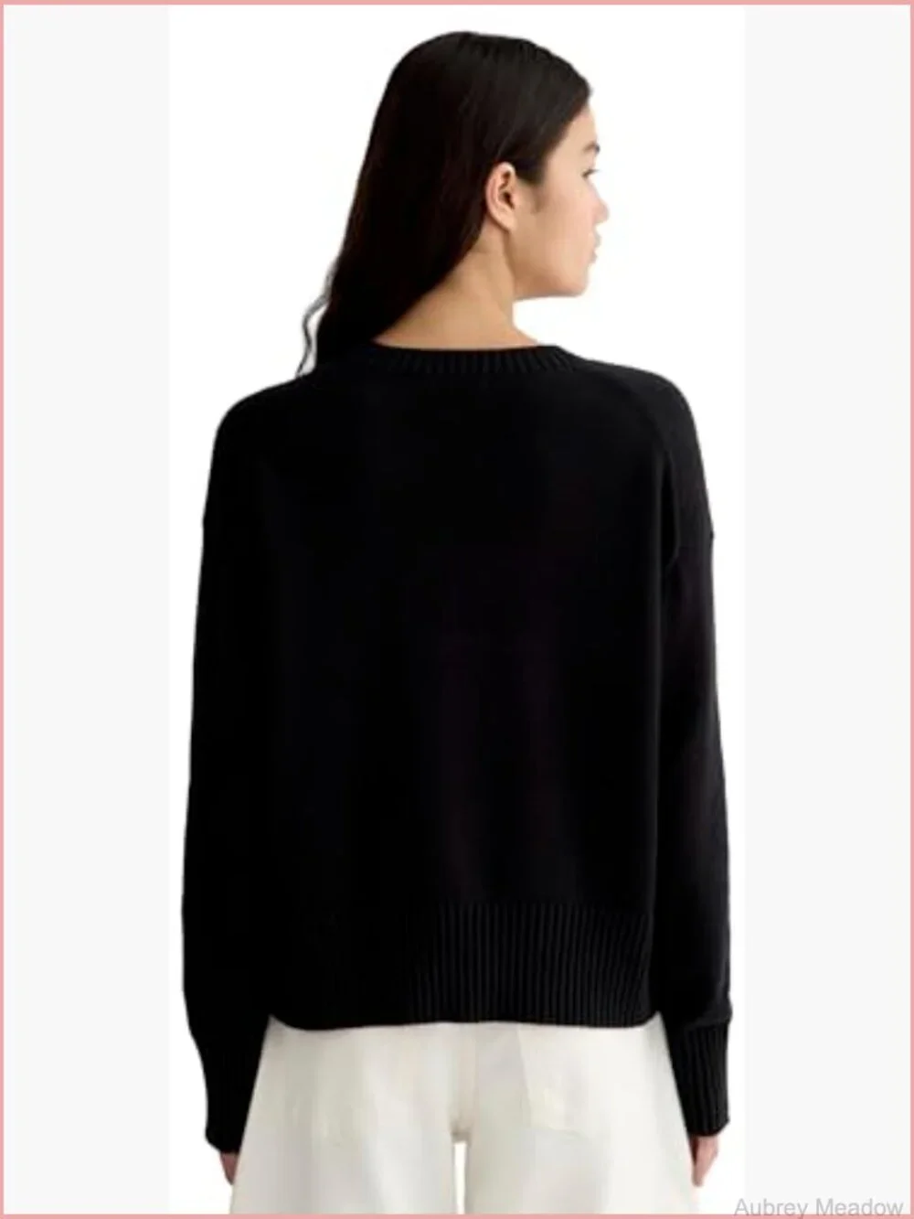 Chunky Ribbed Cotton V-Neck Pullover Sweater Relaxed Boxy Fit Layering Piece